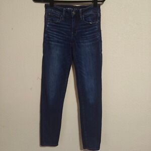 American Eagle Womens High Waisted Skinny Jeans Blue Next Level Stretch Size 2